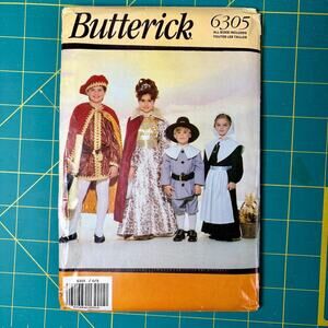 Butterick Sewing Pattern 6305 Sz 4-14 Pilgrim Squire Lady Queen Costume Theater